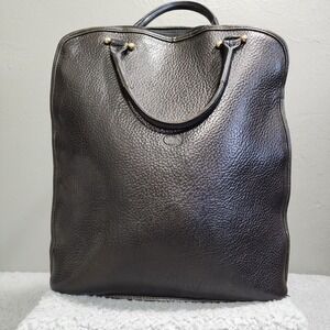 Chesneau Vintage Womens Black Leather Top Handle Backpack Purse 12x12